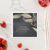 Donkere botanische bruine bruiloft servetten (Insitu)