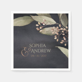 Donkere botanische bruine bruiloft servetten