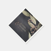 Donkere botanische bruine bruiloft servetten (Hoek)