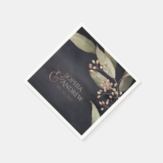 Donkere botanische bruine bruiloft servetten (Hoek)