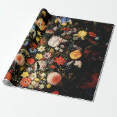 Donkere botanische elegant cadeaupapier (Uitgerold)