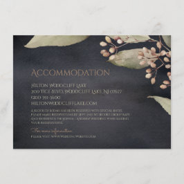 Donkere botanische groen rustieke accommodatie informatiekaartje
