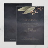 Donkere botanische groen  rustieke detailkaart informatiekaartje (Voorkant / Achterkant)