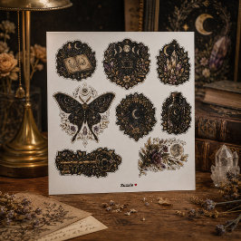 Donkere Botanische Hemelse Vinyl Sticker Sheet