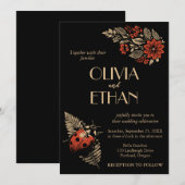 Donkere Botanische Huwelijksuitnodiging - Wabi Sab Kaart (Voorkant / Achterkant)