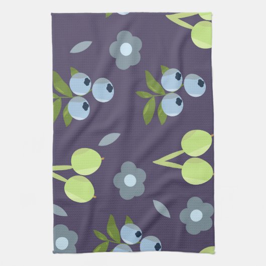 Donkere Botanische Keukenhanddoek (Verticaal)