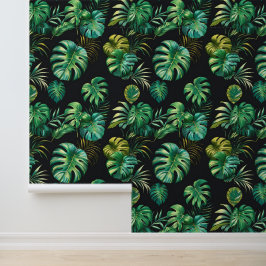 Donkere Botanische Monstera Palm Peel en Stick Behang