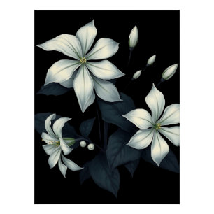 Donkere Botanische Nacht van Bloeiende Jasmijn Perfect Poster