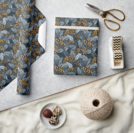 Donkere Botanische | Pijnboom Hulst Gouden Bes Cadeaupapier