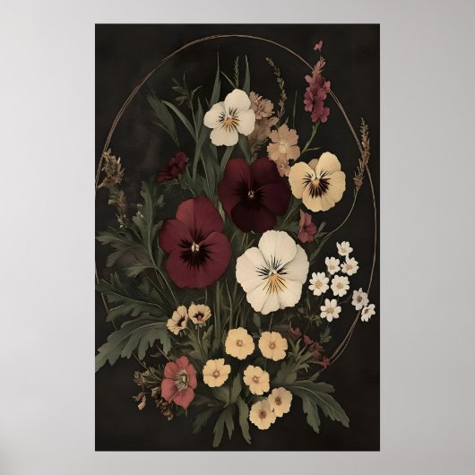 Donkere botanische print Victoriaanse bloemestheti (Voorkant)