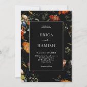 Donkere Botanische Romantische Bloemige Bruiloft Kaart (Voorkant)