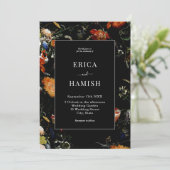 Donkere botanische Romantische Florale bruiloft Kaart (Staand voorkant)