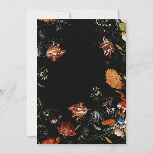 Donkere botanische Romantische Florale bruiloft Kaart (Achterkant)