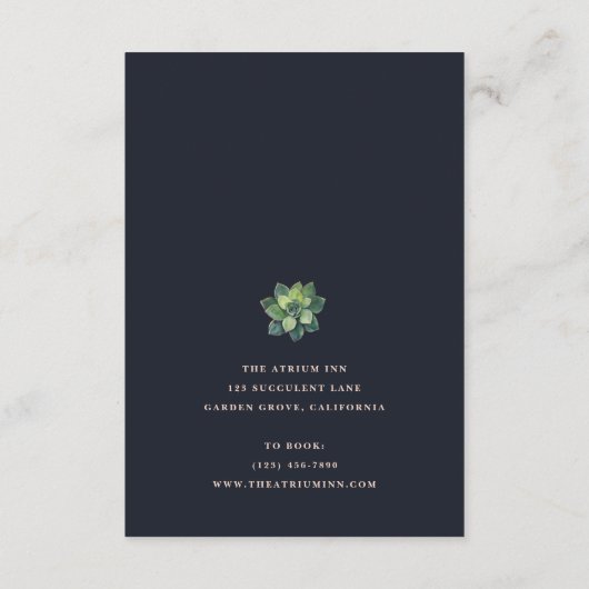 Donkere botanische succulente hotelinformatie brui informatiekaartje (Achterkant)