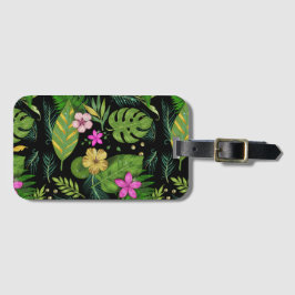 Donkere botanische tuin -  bloemmotief bagagelabel