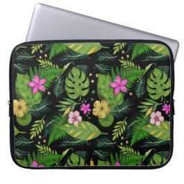 Donkere botanische tuin -  bloemmotief laptop sleeve