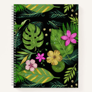 Donkere botanische tuin - bloemmotief notitieboek