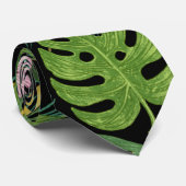 Donkere botanische tuin -  bloemmotief stropdas (Opgerold)