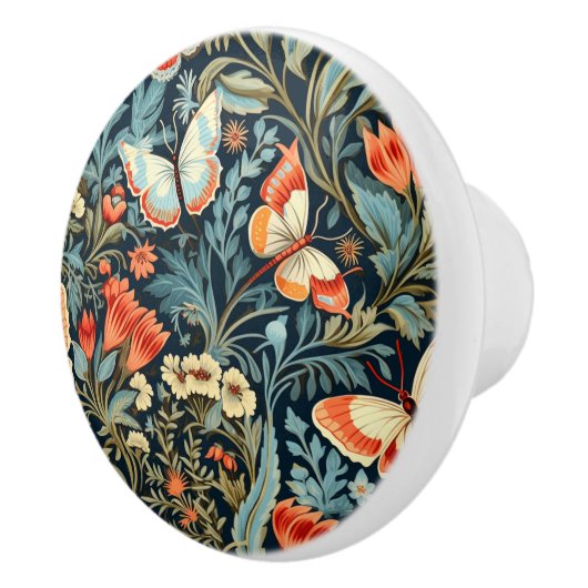 Donkere Botanische Vlinderknop Keramische Knop (Rechts)