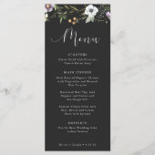 Donkere Botanische Wildbloemen Eenvoudige Elegante Menu (Voorkant)