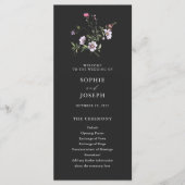 Donkere Botanische Wildbloemen | Elegante bruiloft Programmakaart (Voorkant)