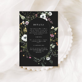 Donkere Botanische Wildbloemen | Trouwgegevens Informatiekaartje