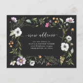 Donkere Botanische Wildbloemen | Verhuisaankondigi Aankondigingskaart (Voorkant)