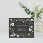 Donkere Botanische Wildbloemen | Verhuisaankondigi Aankondigingskaart (Staand voorkant)