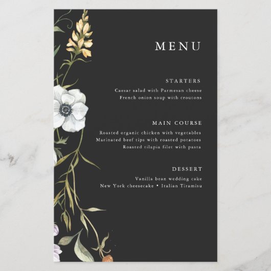 Donkere Botanische Wilde Bloemen | Elegante Trouwm (Voorkant)