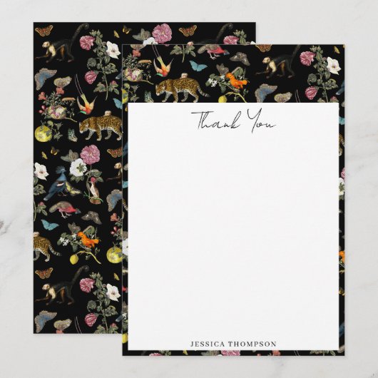  Donkere Botanische Wilde Dieren in Bos Bedankkaart (Voorkant / Achterkant)