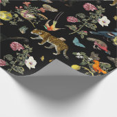  Donkere Botanische Wilde Dieren in Bos Cadeaupapier (Hoek)