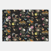  Donkere Botanische Wilde Dieren in Bos Inpakpapier Vel (Voorkant 3)