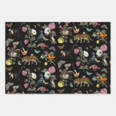  Donkere Botanische Wilde Dieren in Bos Inpakpapier Vel (Voorkant)