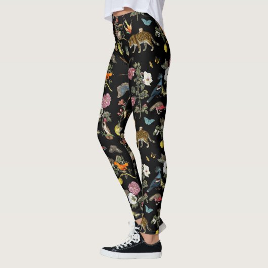  Donkere Botanische Wilde Dieren in Bos Leggings (Links)