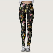  Donkere Botanische Wilde Dieren in Bos Leggings (Voorkant)