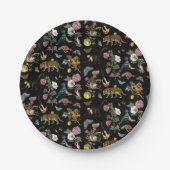 Donkere Botanische Wilde Dieren in Bos Papieren Bordje (Voorkant)