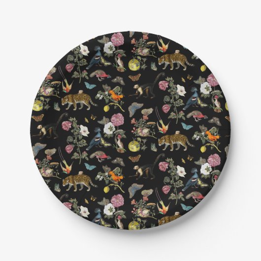  Donkere Botanische Wilde Dieren in Bos Papieren Bordje (Voorkant)