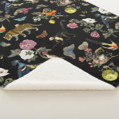 Donkere Botanische Wilde Dieren in Bos Sherpa Deken (3/4)