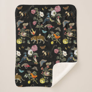  Donkere Botanische Wilde Dieren in Bos Sherpa Deken