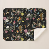 Donkere Botanische Wilde Dieren in Bos Sherpa Deken (Voorkant (horizontaal))