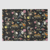  Donkere Botanische Wilde Dieren in Bos Tissuepapier (Voorkant)