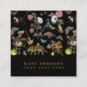 Donkere Botanische Wilde Dieren in Bos Vierkante Visitekaartje (Voorkant)