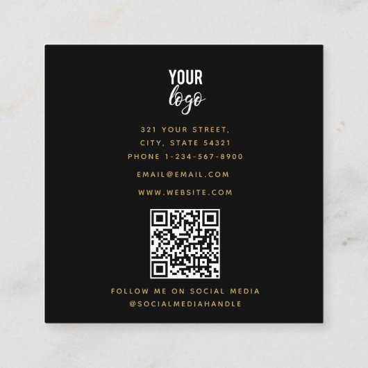  Donkere Botanische Wilde Dieren in Bos Vierkante Visitekaartje (Achterkant)