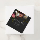 Donkere Bourgogne & Crème Pioenen Zwarte Douche Bedankjes Labels (In situ)