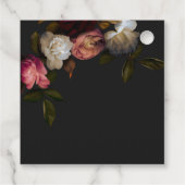 Donkere Bourgogne & Crème Pioenen Zwarte Douche Bedankjes Labels (Achterkant)