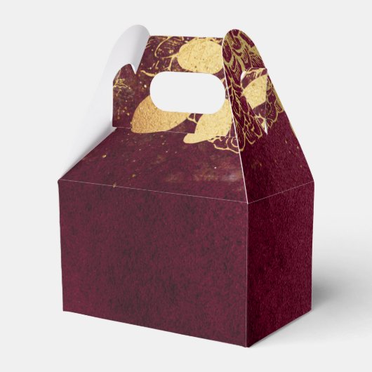 Donkere Bourgogne en goud Bedankdoosjes (Voorkant Zijde)
