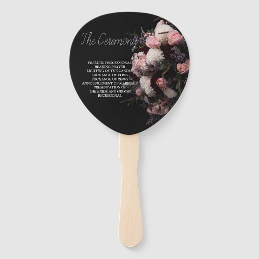 Donkere Bourgogne Floral Wedding Hand Fan Handwaaier (Achterkant)