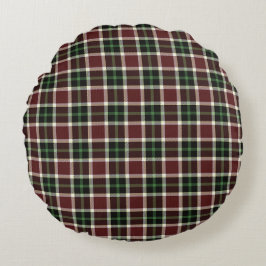 Donkere Bourgogne Green White Tartan Patroon Rond Kussen