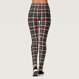 Donkere Bourgogne Green White Tartan Pset Leggings