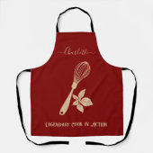 Donkere Bourgogne met Cream Whisk en Herb Design Schort (Voorkant)